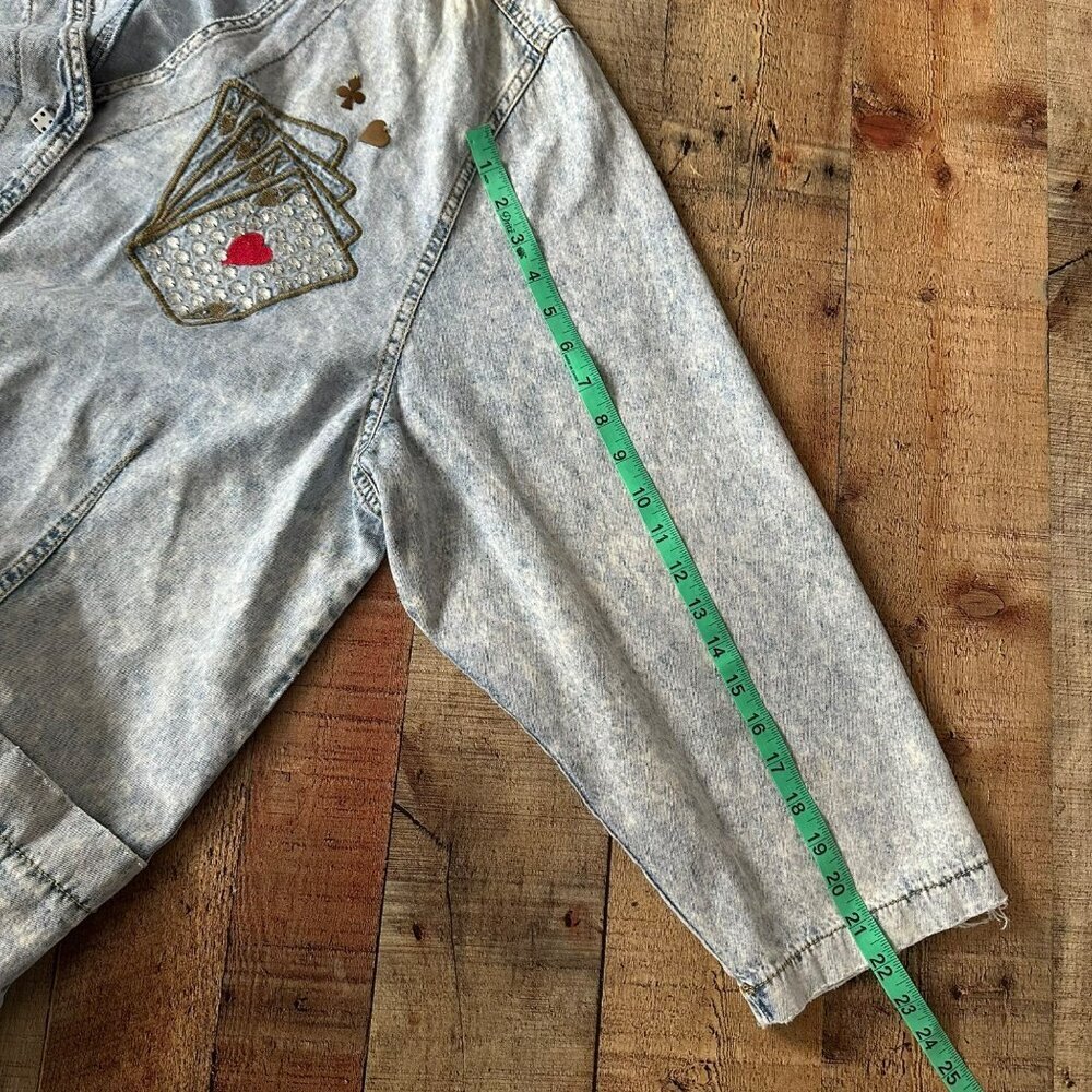 Vintage Denim Button Front Top With Playing Card Embroidery & Dice Button Detail - Picture 9 of 13